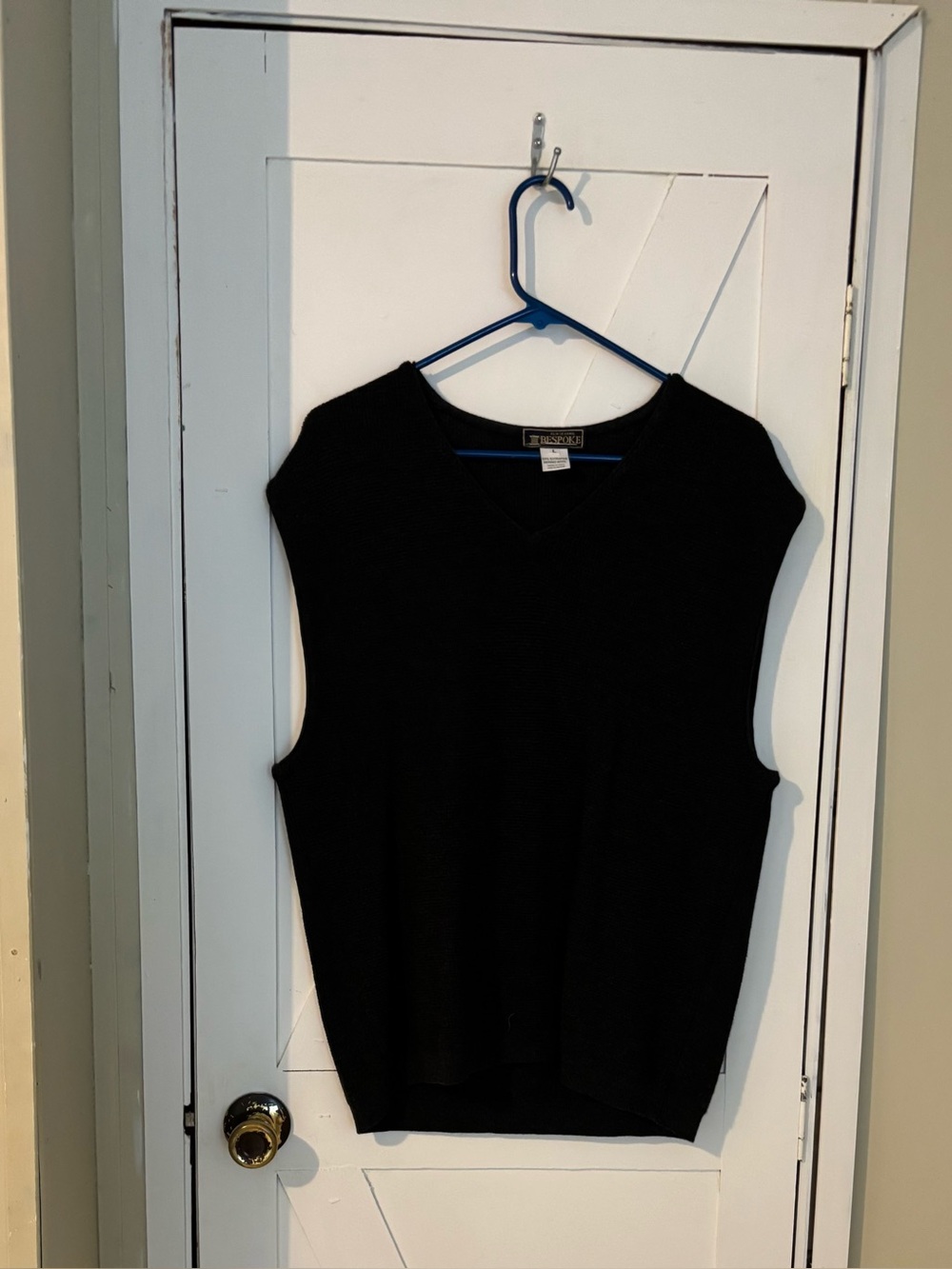 Old School Bespoke Merino Wool Sweater Vest Made in Italy Black L